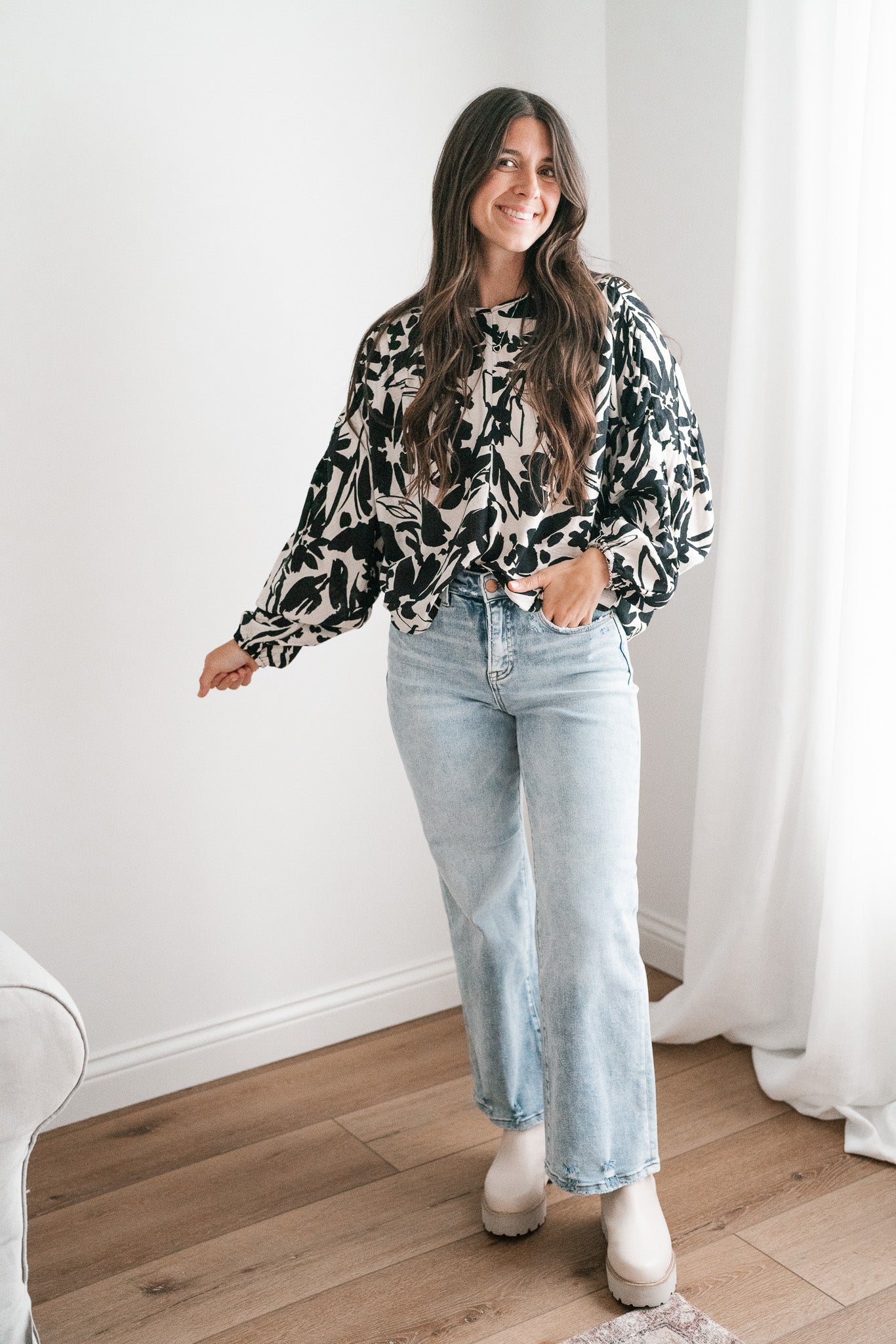 Hayden May Floral Dolman Sleeve Top