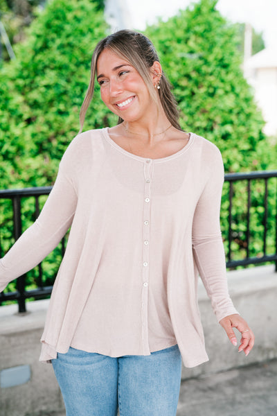 Heathered Haze Button Down Top