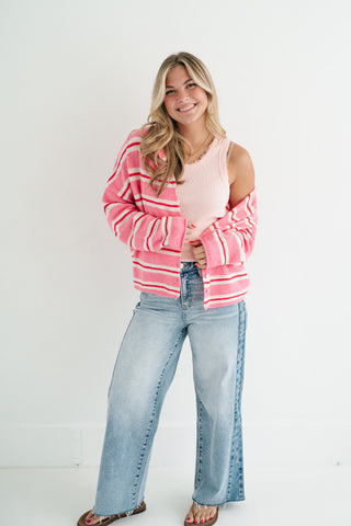Petal Striped Knit Cardigan