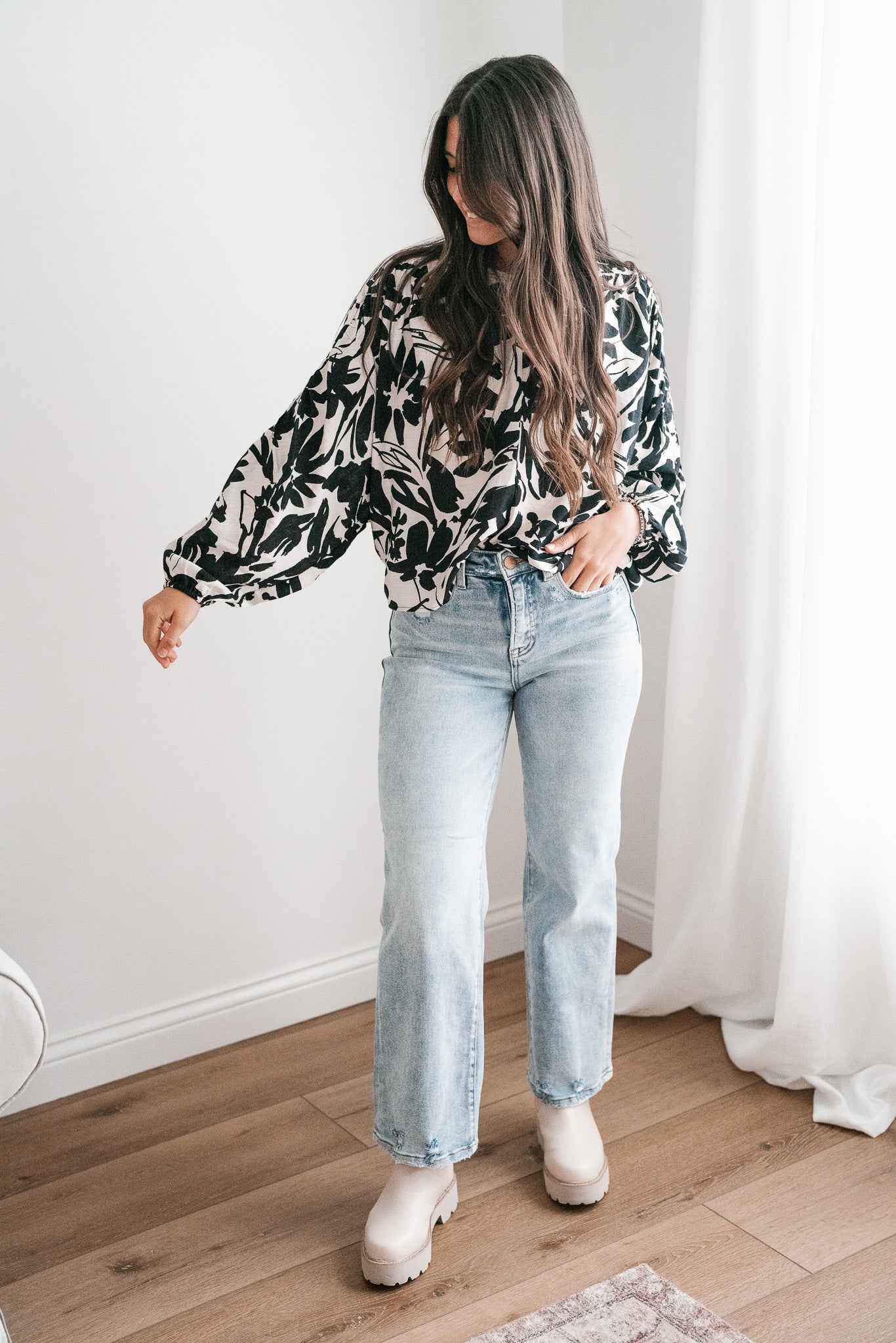 Hayden May Floral Dolman Sleeve Top