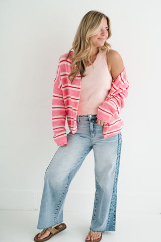 Petal Striped Knit Cardigan