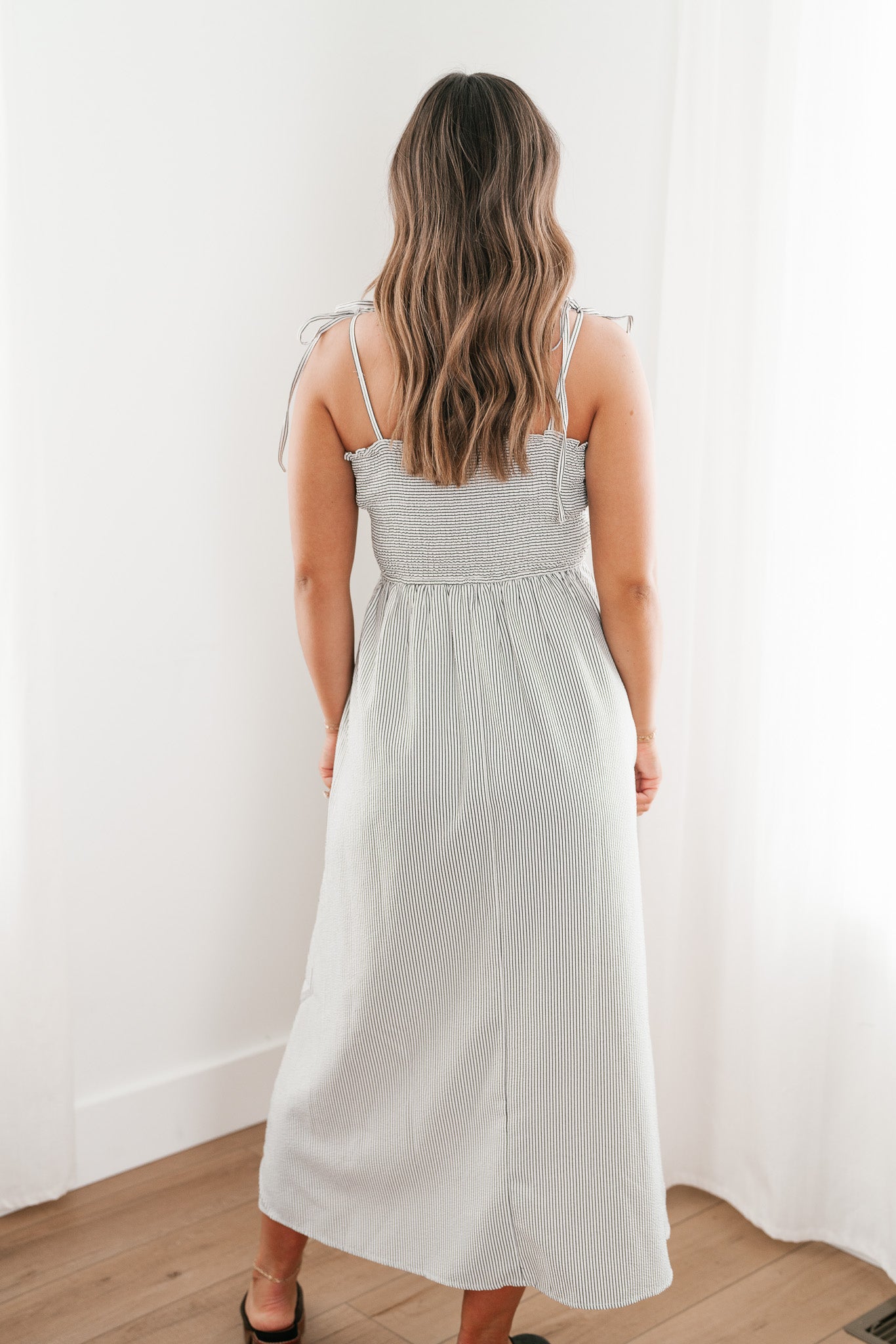 Hold Me Close Pinstriped Maxi Dress