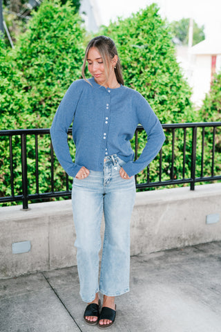 Blue Haze Button Front Cardigan