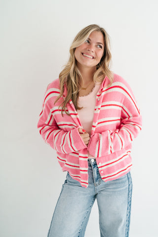 Petal Striped Knit Cardigan