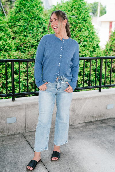 Blue Haze Button Front Cardigan