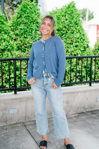 Blue Haze Button Front Cardigan