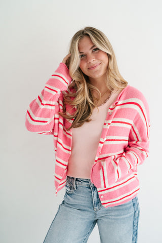 Petal Striped Knit Cardigan