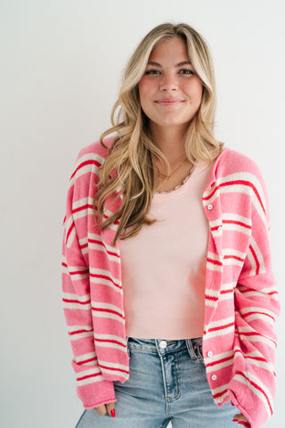 Petal Striped Knit Cardigan
