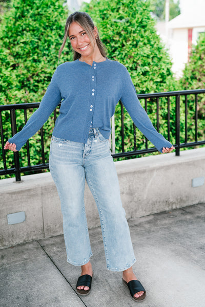 Blue Haze Button Front Cardigan