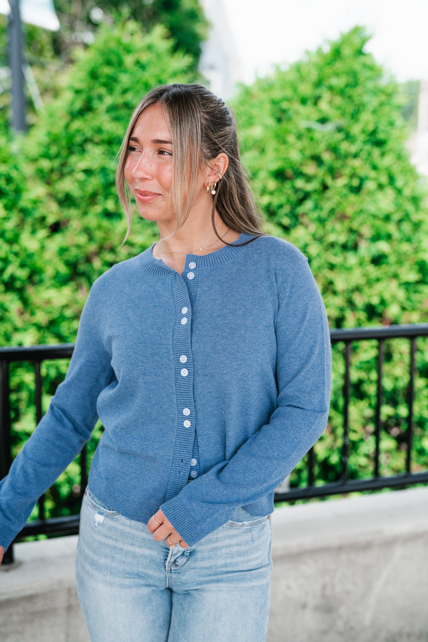 Blue Haze Button Front Cardigan