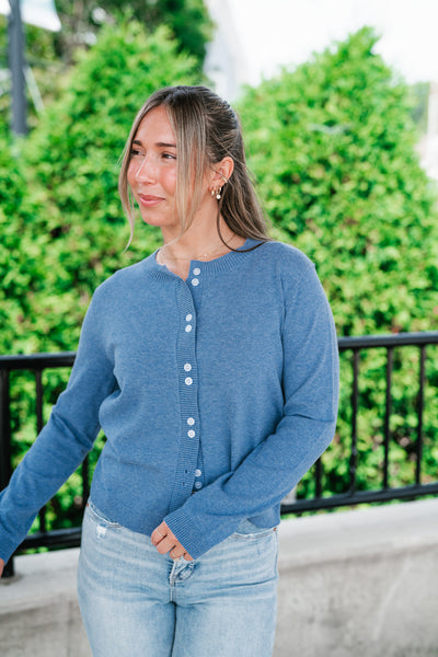 Blue Haze Button Front Cardigan