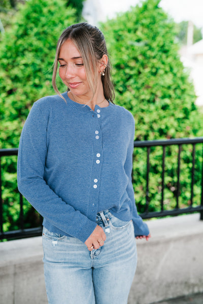 Blue Haze Button Front Cardigan