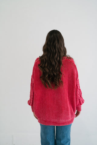 Rory Cable Knit Sweater - Red