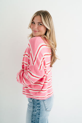 Petal Striped Knit Cardigan