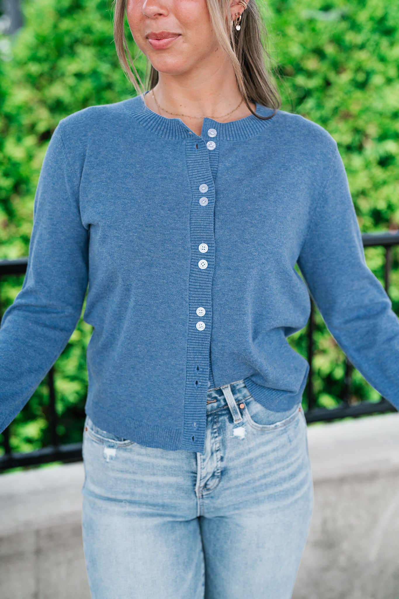 Blue Haze Button Front Cardigan