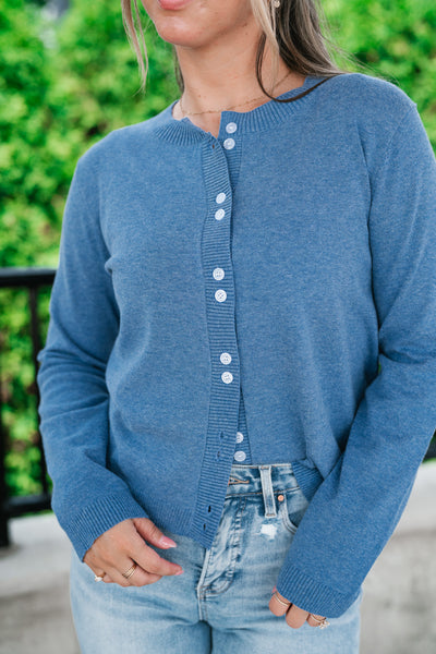 Blue Haze Button Front Cardigan