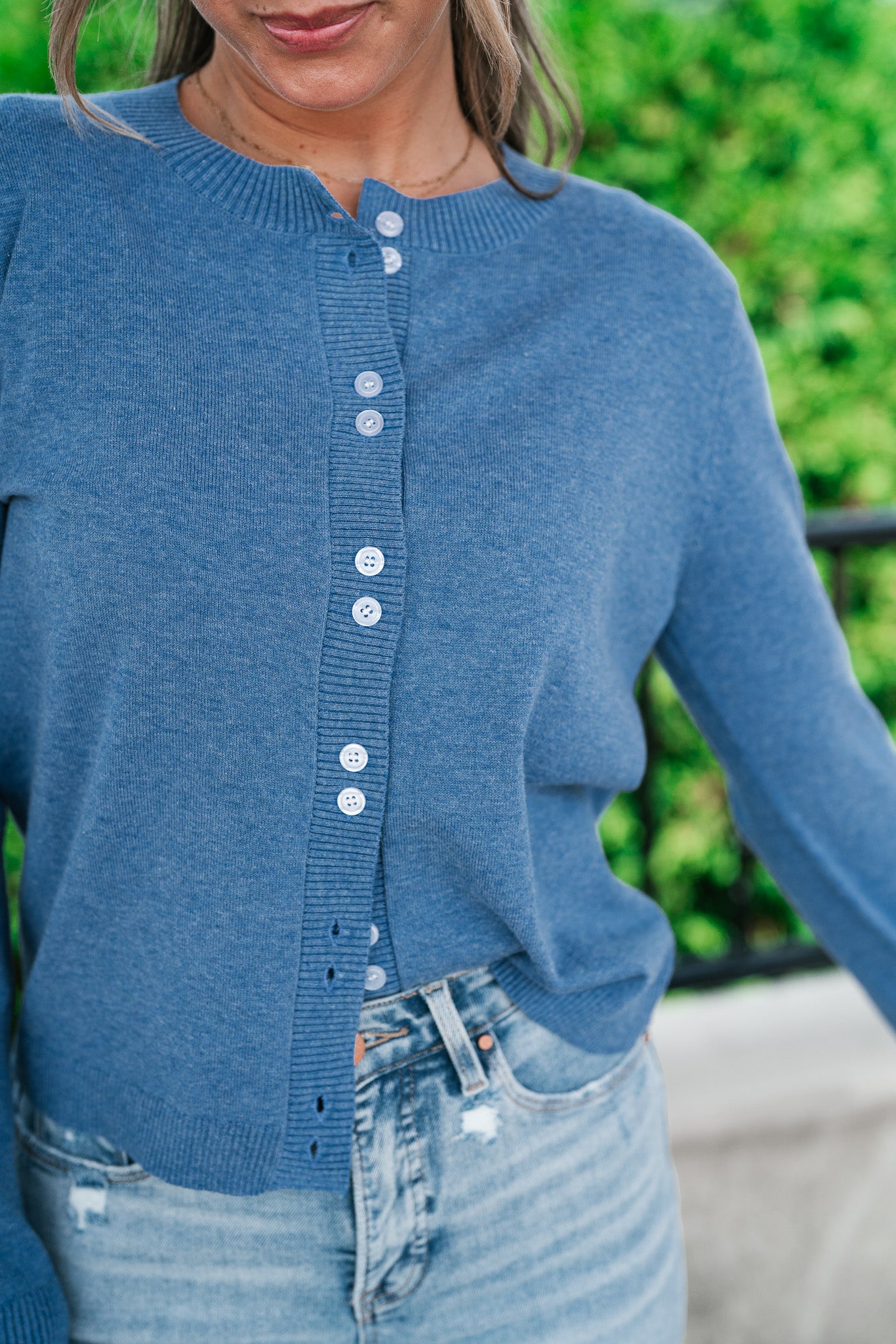 Blue Haze Button Front Cardigan