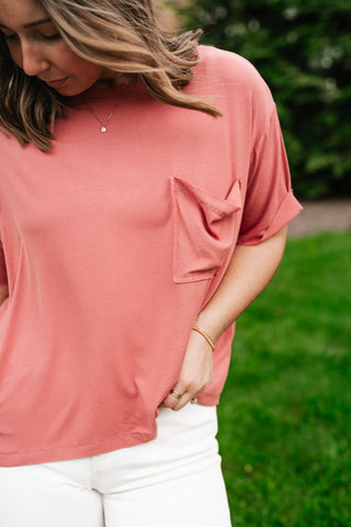 Simple Matter Pocket Front Tee - Rose