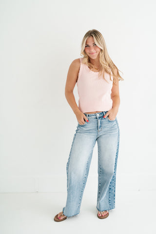 Everyday Lace Trim Tank - Soft Pink