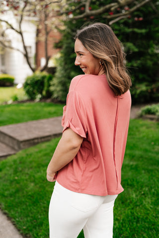 Simple Matter Pocket Front Tee - Rose