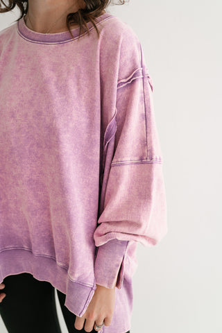 Daydream Oversized Mineral Wash Crewneck - Violet