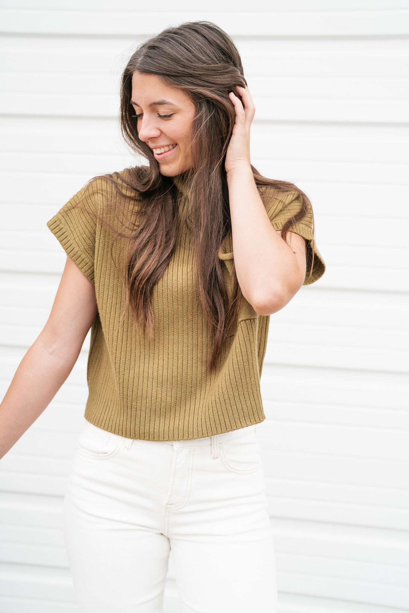 The Perfect Knit Short Sleeve Top - Olive