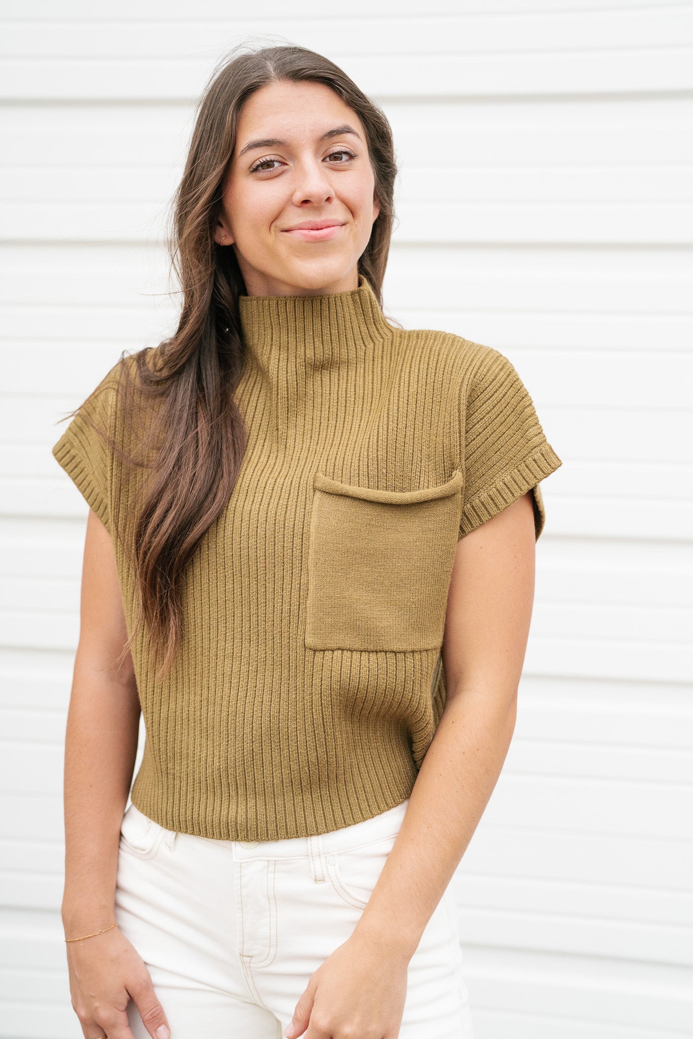 The Perfect Knit Short Sleeve Top - Olive