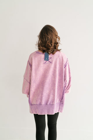 Daydream Oversized Mineral Wash Crewneck - Violet