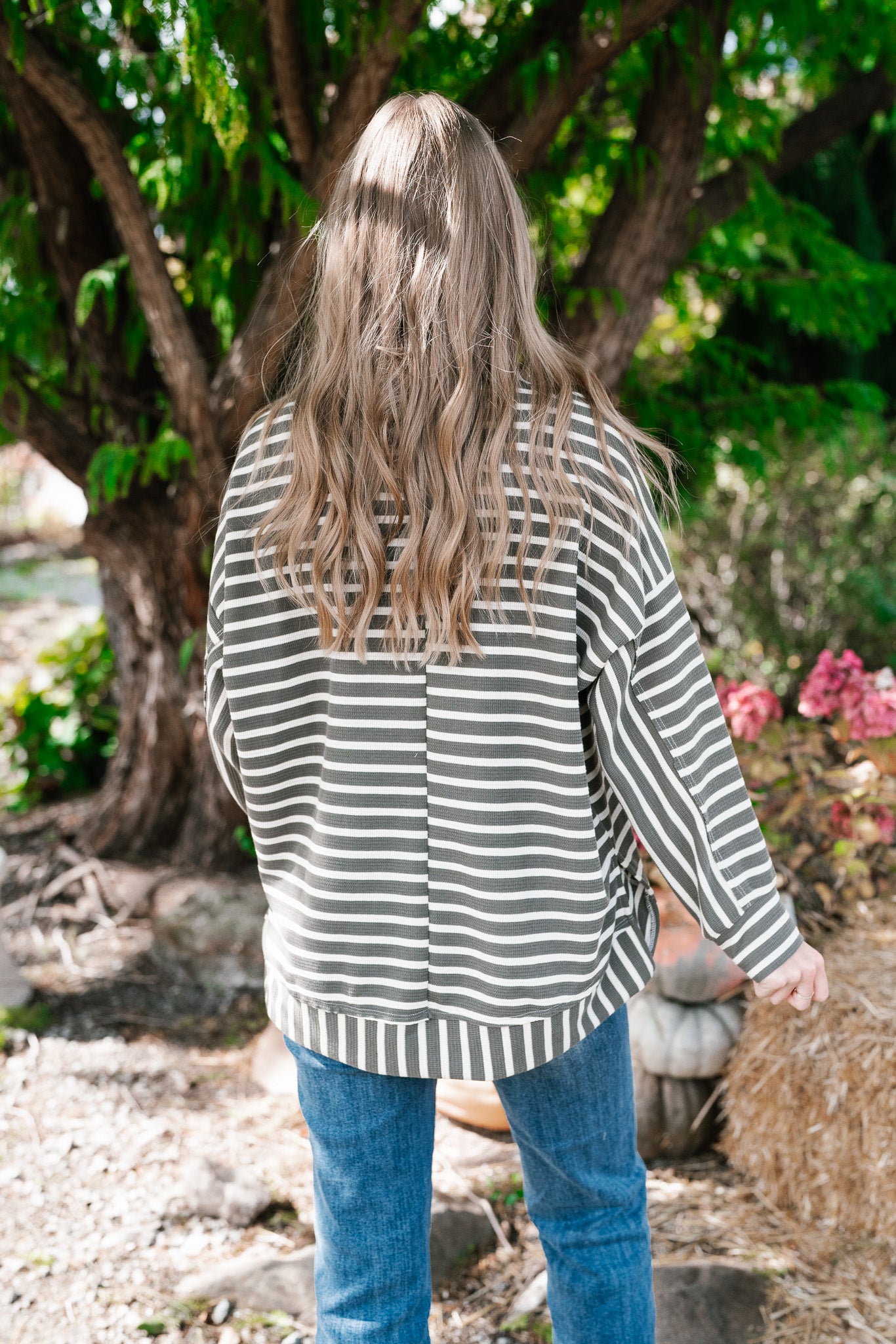 To The Point Striped Long Sleeve Top - Olive