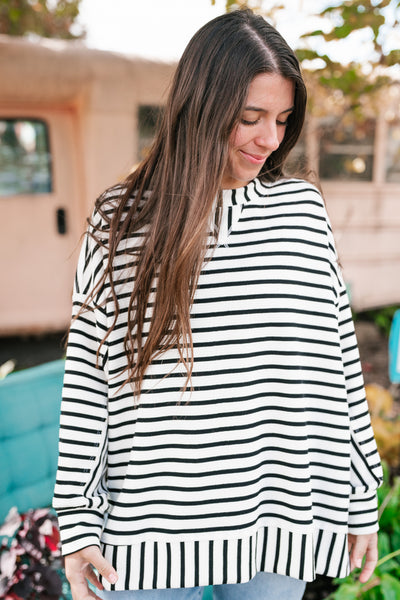 To The Point Striped Long Sleeve Top - Black