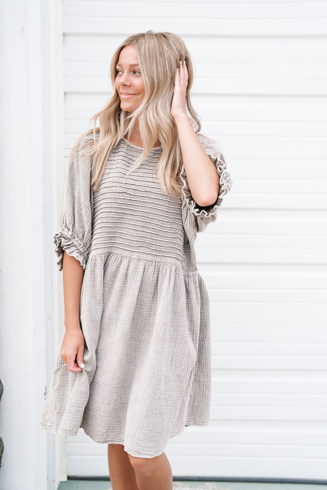 Stay Awhile Textured Mini Dress