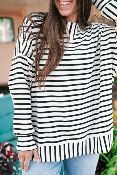 To The Point Striped Long Sleeve Top - Black