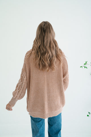 Cabin Fever Cable Knit Sweater - Camel