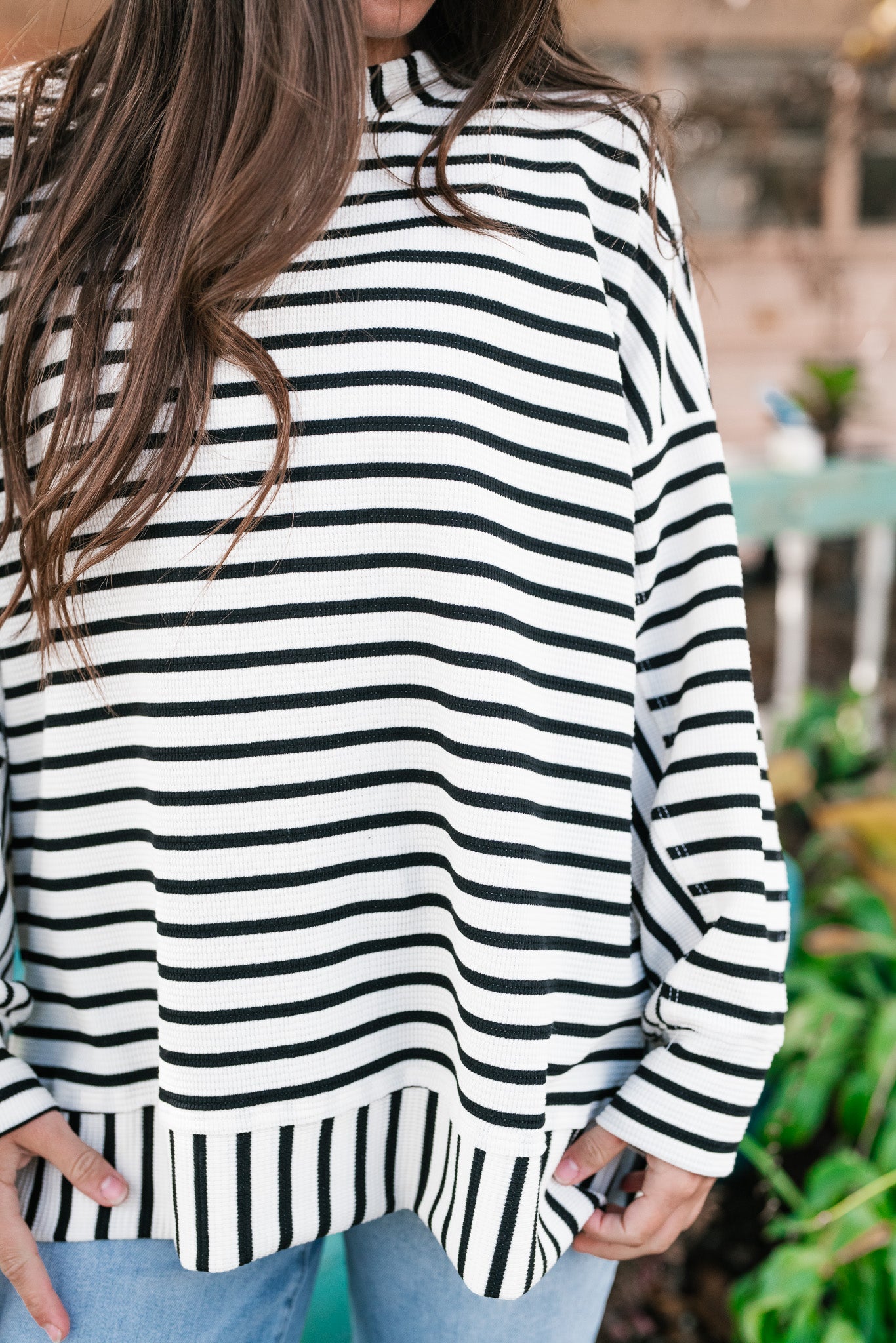 To The Point Striped Long Sleeve Top - Black