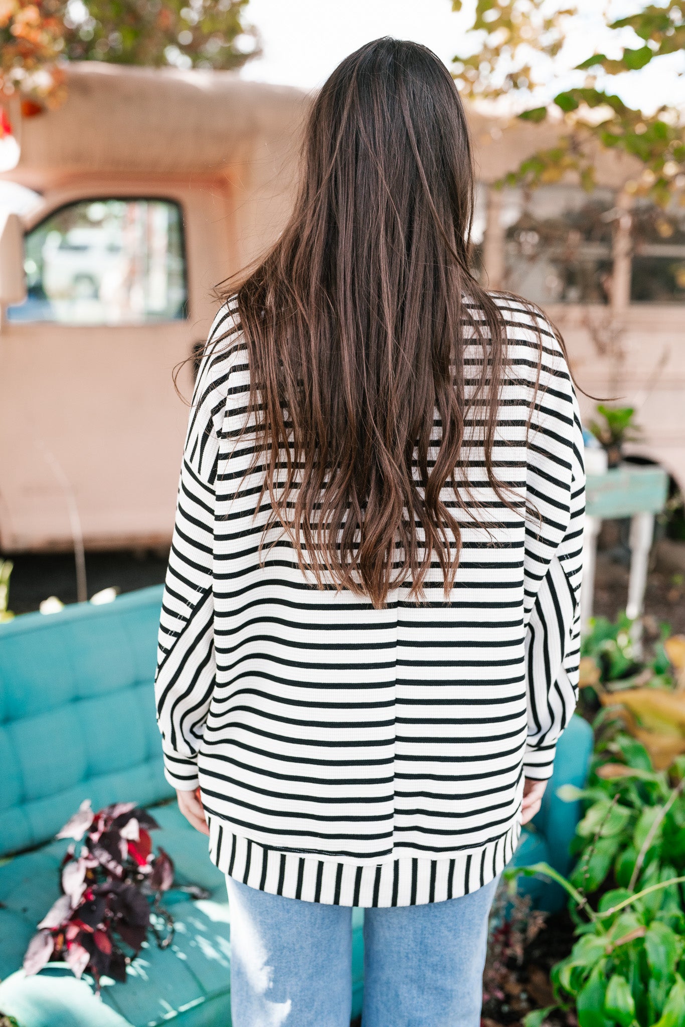 To The Point Striped Long Sleeve Top - Black