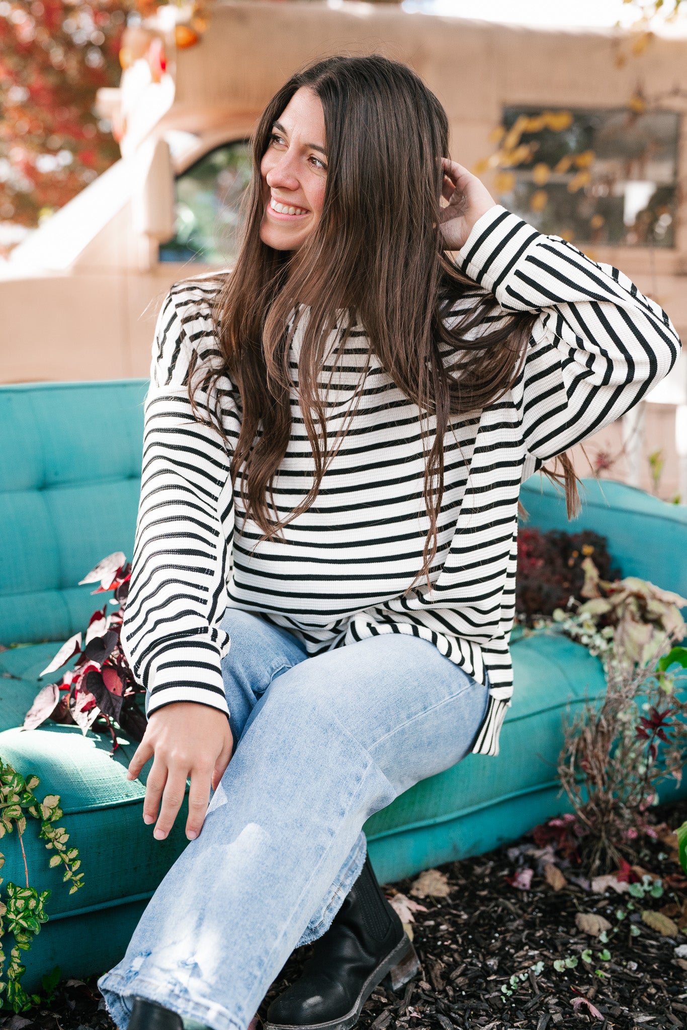 To The Point Striped Long Sleeve Top - Black