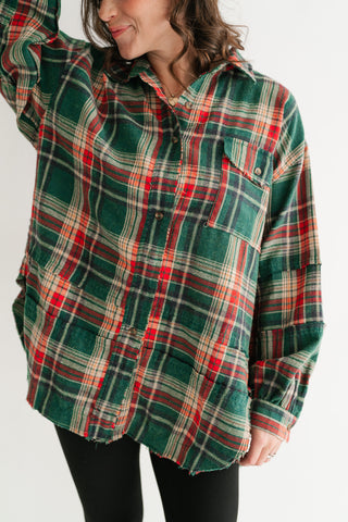 Weekend Wanderer Oversized Flannel - Pine Green