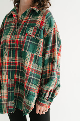 Weekend Wanderer Oversized Flannel - Pine Green
