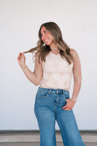 Lux Sheer Lace Undershirt- Nude