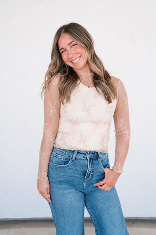 Lux Sheer Lace Undershirt- Nude