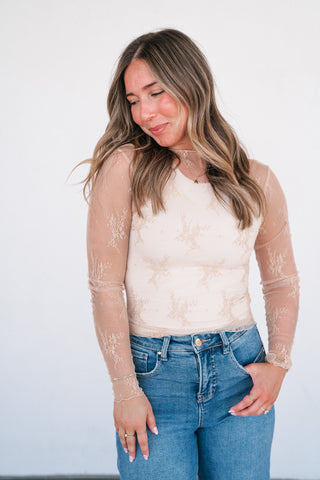 Lux Sheer Lace Undershirt- Nude