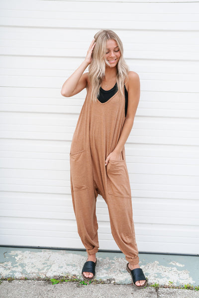 Free As Can Be Jumpsuit - Toasted Coconut