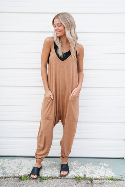 Free As Can Be Jumpsuit - Toasted Coconut