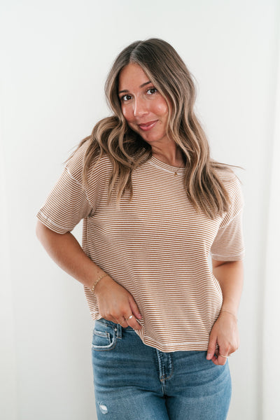 Good Motives Drop Shoulder Striped Top