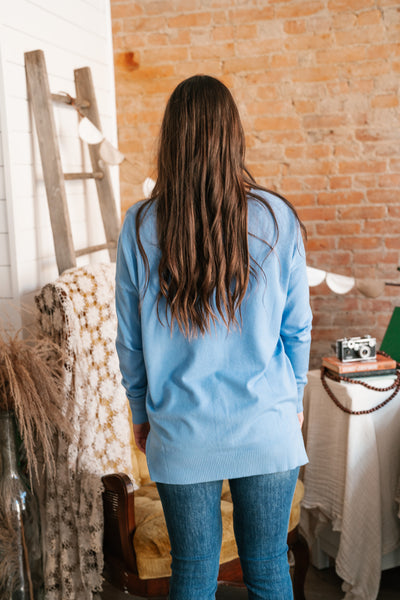 Sky Blue Lounge Around Relaxed Sweater - Online