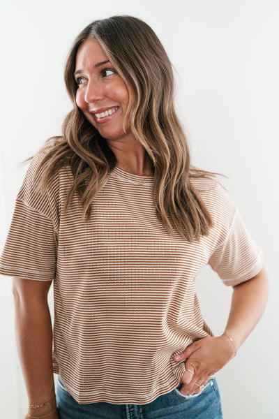 Good Motives Drop Shoulder Striped Top