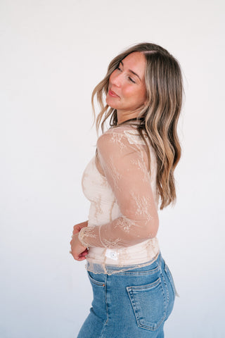 Lux Sheer Lace Undershirt- Nude