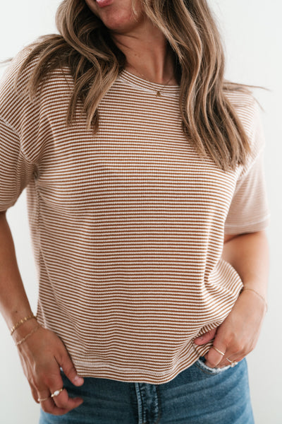 Good Motives Drop Shoulder Striped Top