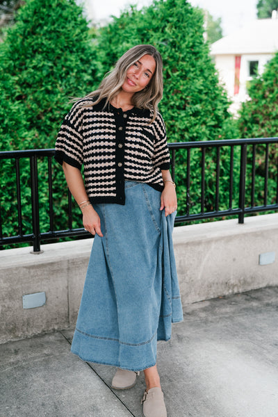 Easy Days Button Up Striped Top