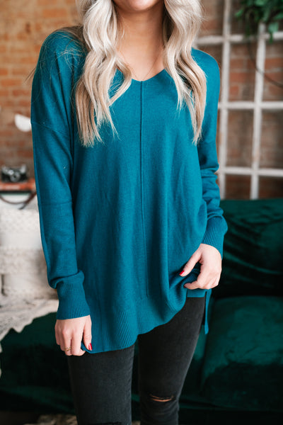 Turquoise Lounge Around Relaxed Sweater - Online